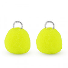 Pompom charm with loop 10mm - Silver-neon yellow